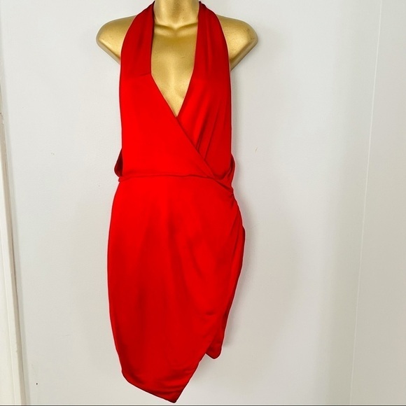 Haney Sexy red deep plunge Red cocktail Dress - Picture 3 of 9
